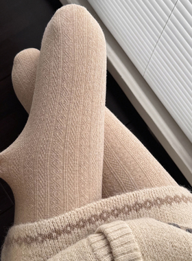 燕麦色打底裤女外穿麻花纹咖色漫画腿秋冬款加厚加绒烟灰色连裤袜