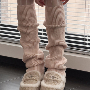 秋冬粉色lulu袜套加厚保暖灰色瑜伽腿套女米白色中筒袜咖色小腿袜