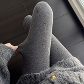 袜 加绒波点打底袜加厚保暖羊毛咖啡色连裤 秋冬季 显瘦烟灰色打底裤