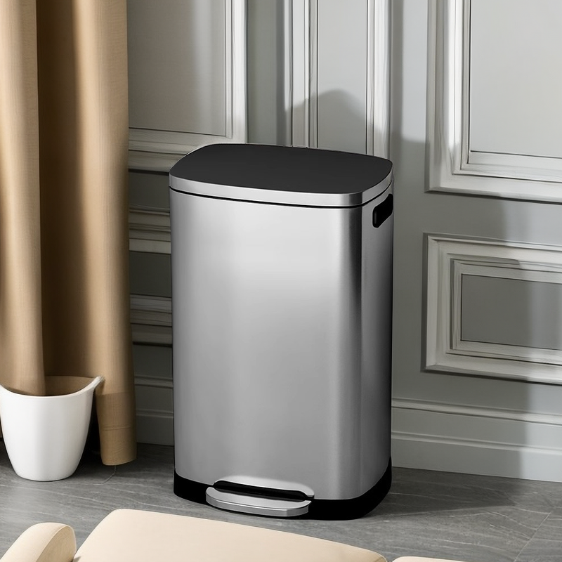 不锈钢客厅厨房家用轻奢高档大号大容量商用脚踏带盖卫生桶垃圾桶
