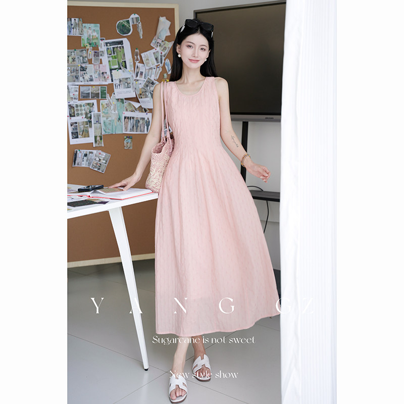YANG GZ【左岸漫想】新款天丝肌理感巨好看收腰百搭显瘦连衣裙女