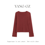 YANG GZ 【映雪红梅】新中式2025新款高级感针织打底衫内搭上衣女