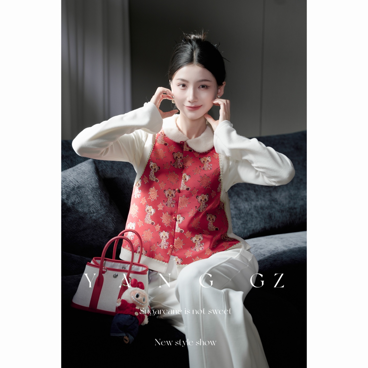 秋冬金钱豹纹开衫翻领马甲外穿女