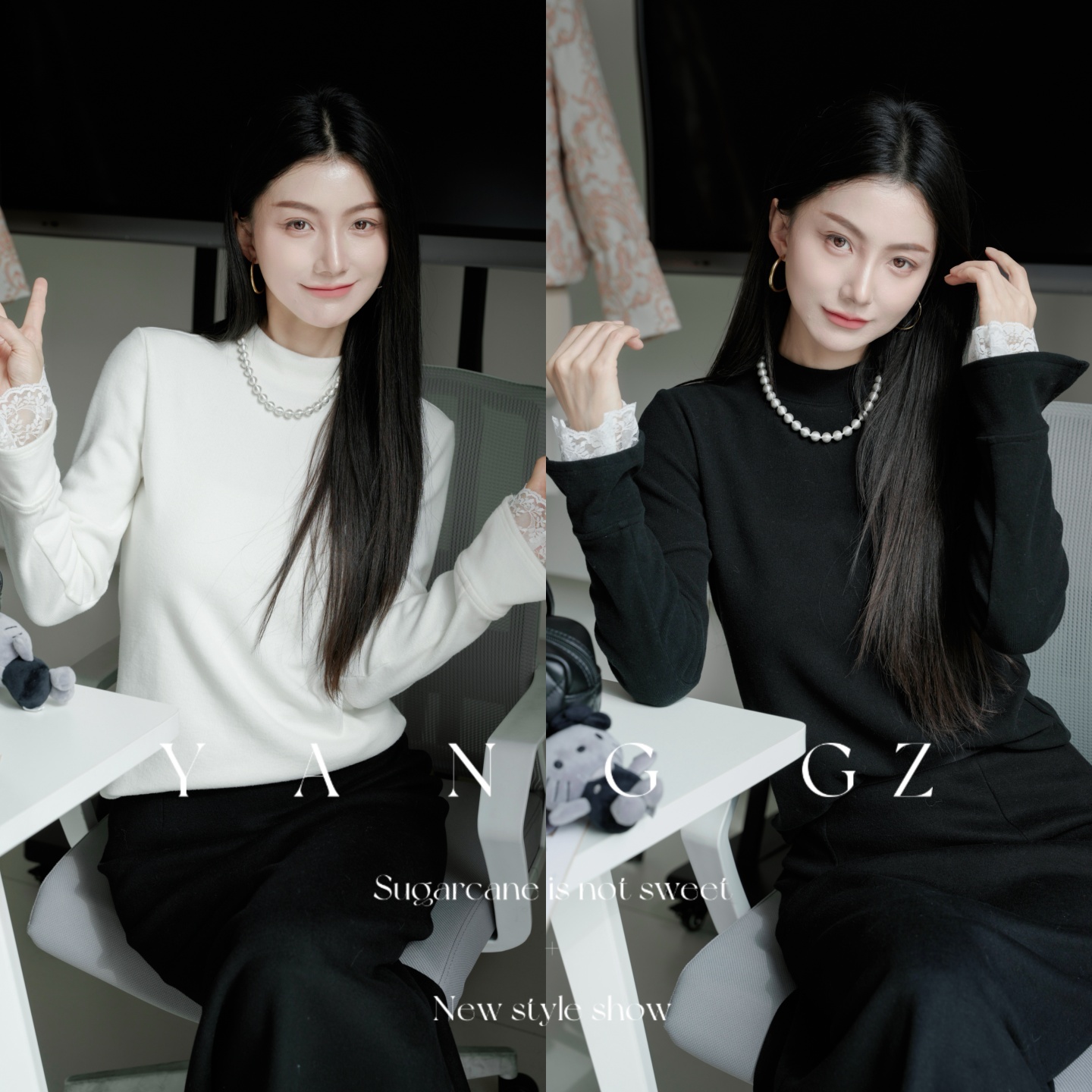 秋冬新款蕾丝袖加绒打底衫上衣女