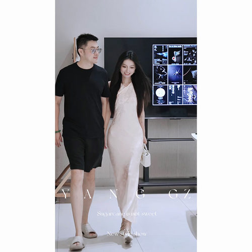 国风改良亚麻旗袍收腰连衣裙女