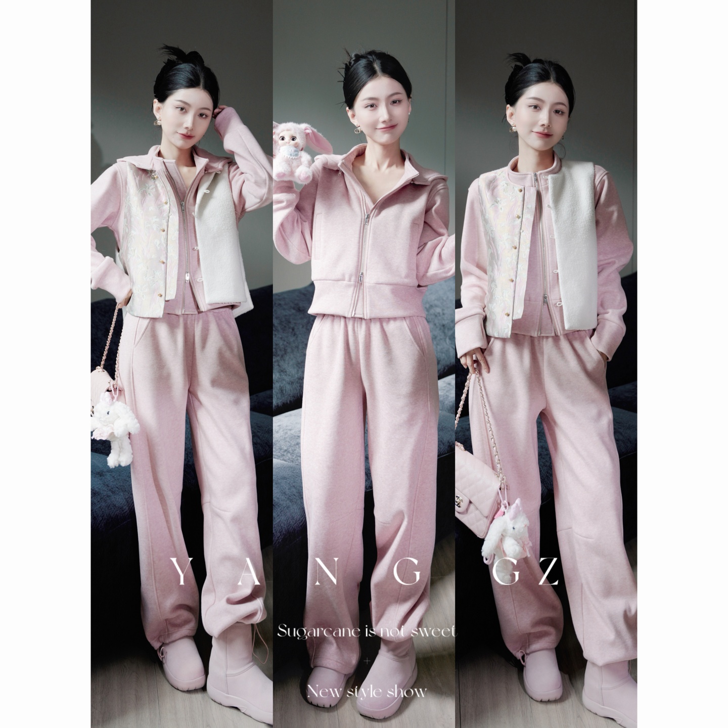 新款秋冬加绒休闲运动卫衣套装女