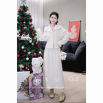 YANG GZ【复古日记】新中式新款秋冬季麻花纹大翻领针织套装女