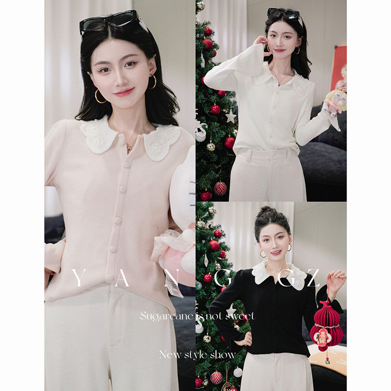 YANG GZ【可丽儿】新中式新款花边娃娃领高级感内搭打底衫上衣女,女装/女士精品,汉服上装,淘宝优惠券,粉丝福利购,淘宝优惠卷