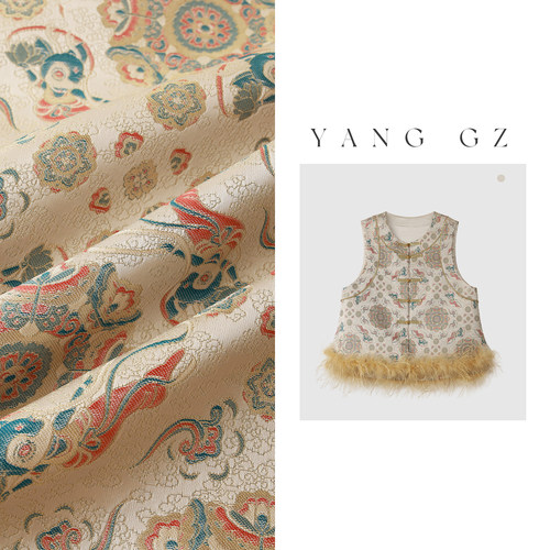 敦煌飞天鹿团花纹外穿马甲上衣女