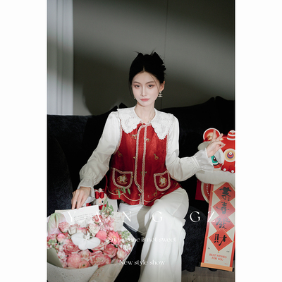 新款织带圆领开衫马甲外穿上衣女