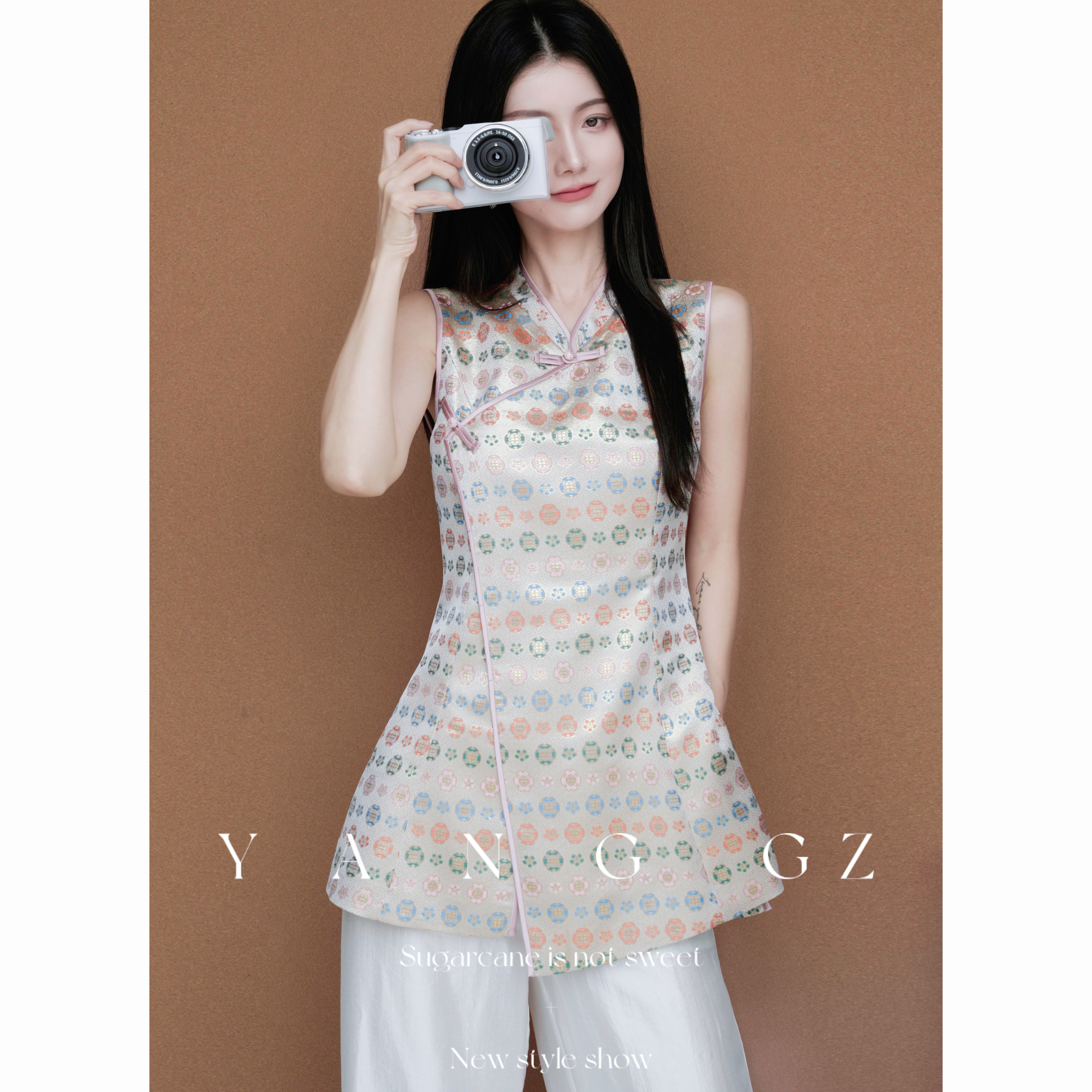 YANG GZ【与晋长安】2025夏季新款新中式长款女士马甲国风上衣女
