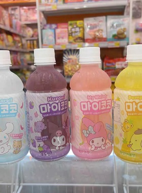 4瓶 韩国三丽鸥库洛米椰果味饮料340ml装卡通儿童进口便利店零食