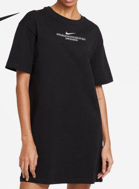 Nike/耐克正品新款短袖T恤银勾logo休闲女子运动上衣裙CZ9407-010