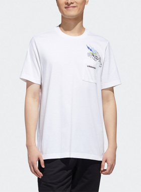 Adidas/阿迪达斯正品Neo男子时尚印花运动休闲短袖T恤GJ8887