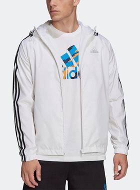 Adidas/阿迪达斯正品夏新款男子运动休闲梭织连帽夹克HE4318