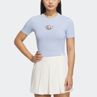 女子圆领运动短袖 三叶草夏季 T恤IP1775 阿迪达斯正品 Adidas