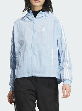 Adidas/阿迪达斯正品三叶草女士侧开排扣连帽夹克外套JI7481