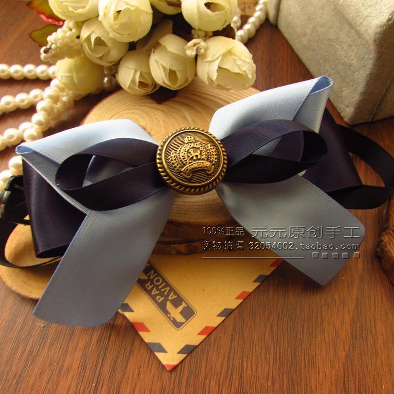 韩版蓝色蝴蝶结领结JK时尚短款