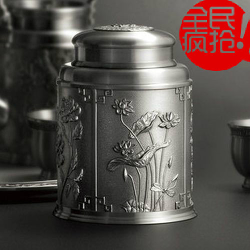 包邮皇家梵诗泰国锡器金属密封保鲜茶叶储罐纯锡手工艺品会务礼品