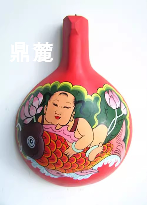 鼎麓 宝鸡西府手工艺绘画 马勺脸谱 连年有鱼 艺术画装饰挂件