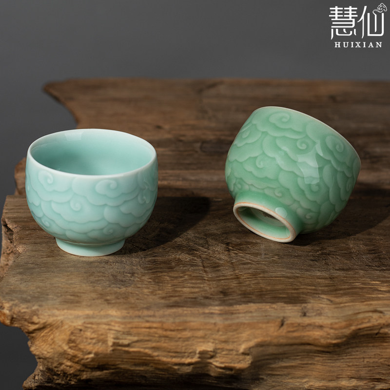 龙泉慧仙青瓷祥云嘟嘟杯陶瓷单杯主人杯茶杯家用喝茶杯大号品茗杯,餐饮具,茶杯,淘宝优惠券,粉丝福利购,淘宝优惠卷