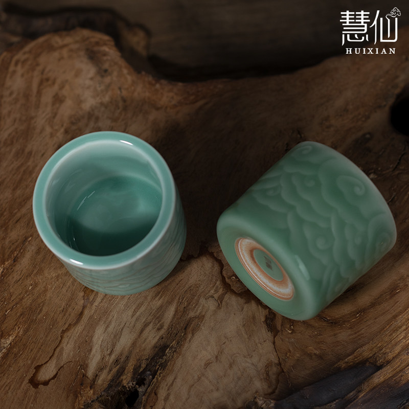 龙泉慧仙青瓷祥云扳指杯主人杯个人家用单杯品茗杯手工茶杯喝茶杯,餐饮具,茶杯,淘宝优惠券,粉丝福利购,淘宝优惠卷