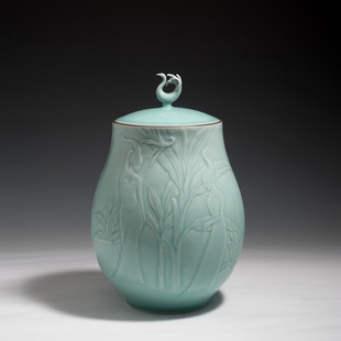 系列一茶叶罐大摆件 纳印象 龙泉雷慧仙省大师青瓷手工作品 版