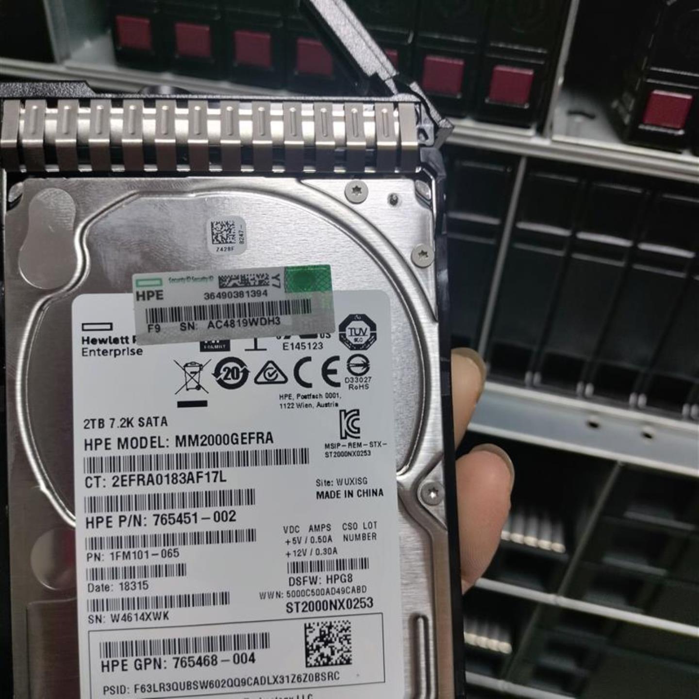 HP 765869-001 2T 72K SATA 25 765455-B21 拆机硬盘