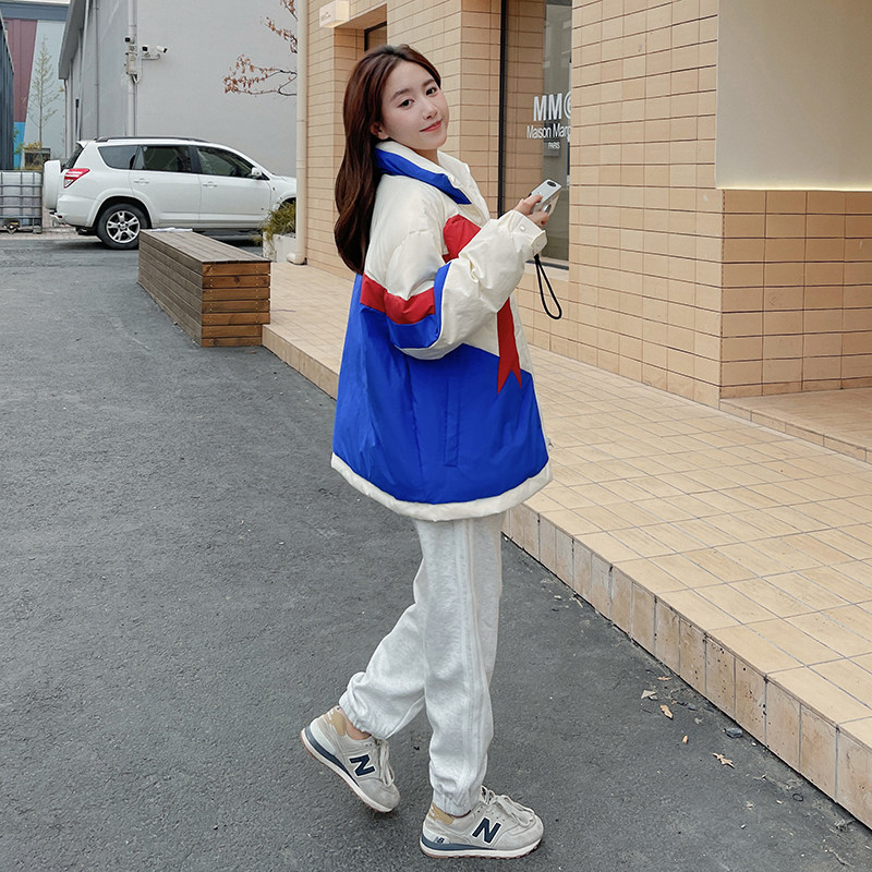 【大货1000件】蝴蝶结撞色拼接拼接羽绒服288A-917-P185控298图片