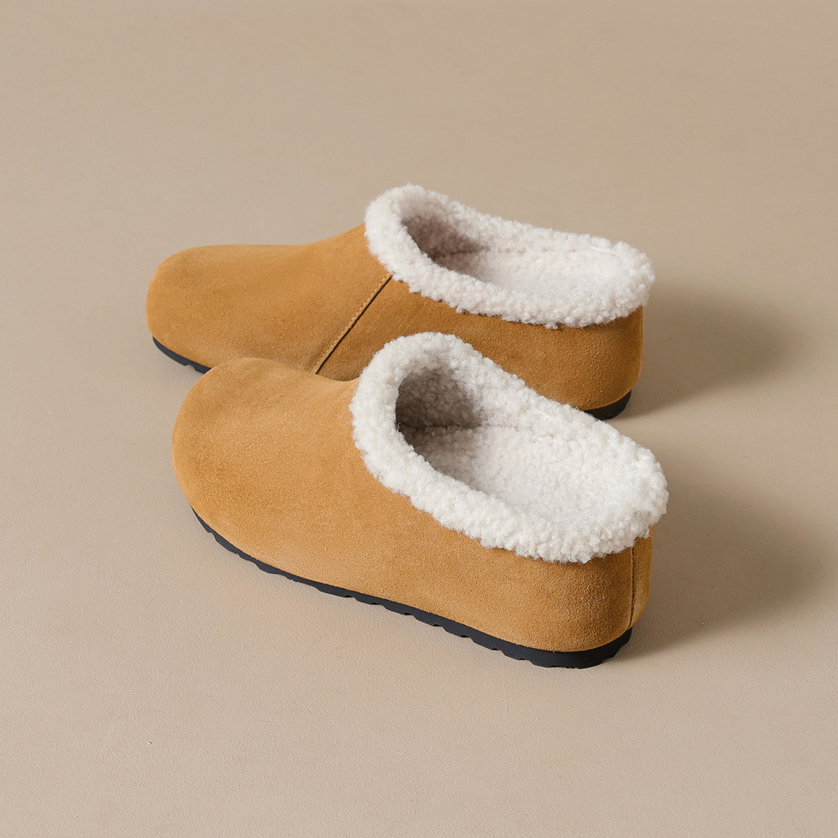 威威女郎 2117-1增高6cm加绒勃肯鞋女秋冬博肯单鞋懒人包头半拖鞋