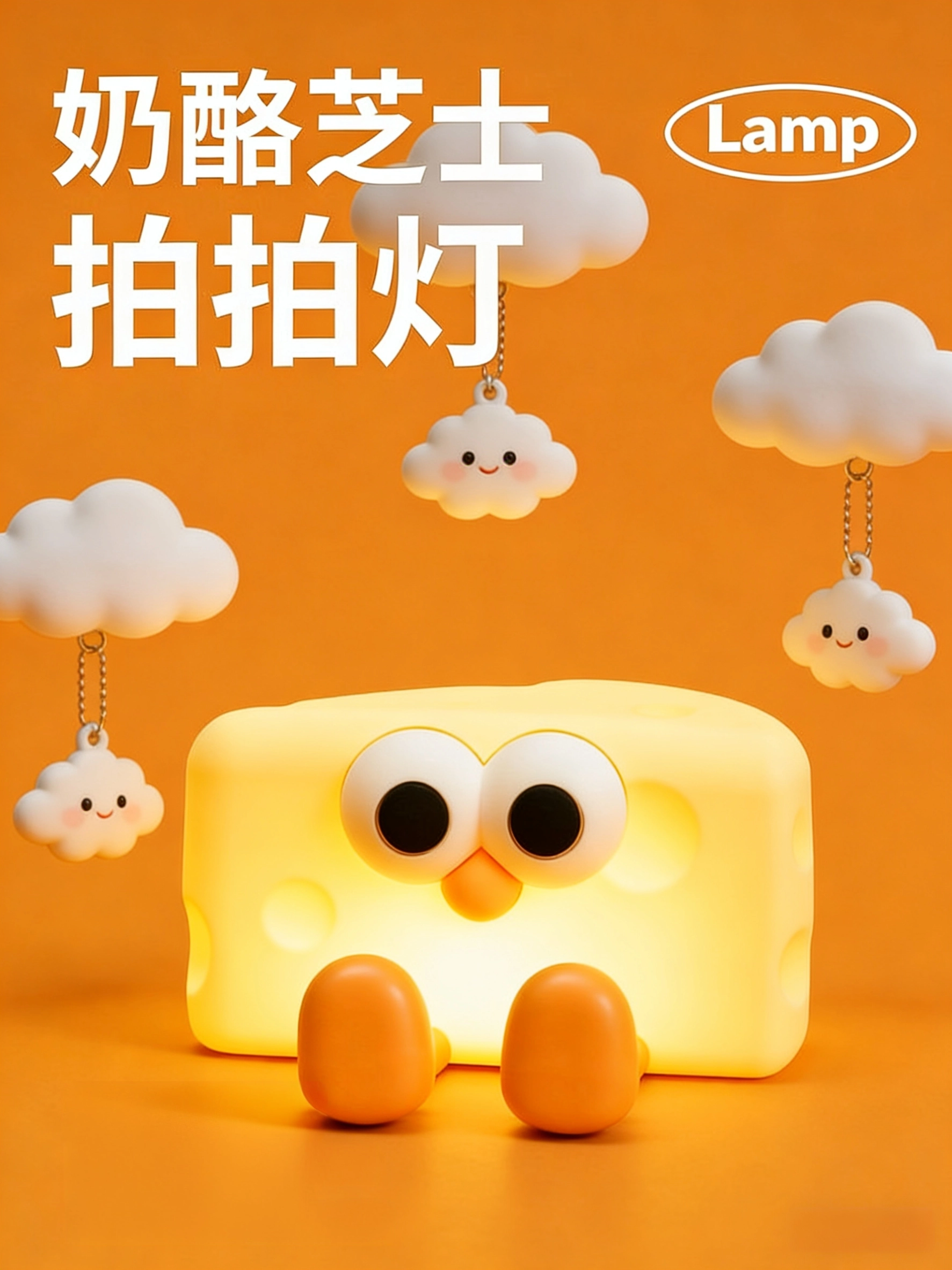 芝士夜灯卡通可爱创意氛围卧室柔光睡眠定时儿童伴睡桌面护眼台灯