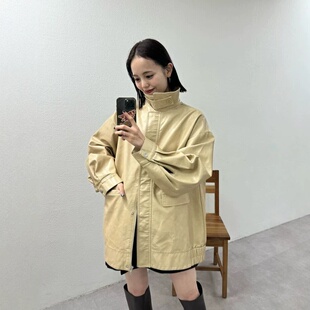 清 秋冬日系MY可立领宽松中长款帅气做旧复古PU皮衣外套夹克