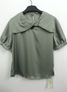 微瑕 IDOLE奕多 高级感缎面不规则扭结宽松雪纺衫上衣 S/M/L/XL码