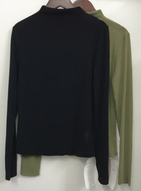 AIKE爱客 简约百搭纯色修身半高领打底衫 橄榄绿/黑色 S/M/L码