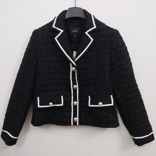 S码 外套 高级感小香风黑白撞色明线设计百搭粗花呢短款 IDOLE奕多