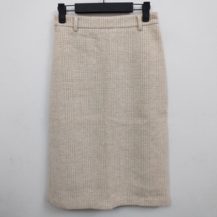 S码 后开叉 高级感复古格纹毛呢半身裙 AIKE爱客