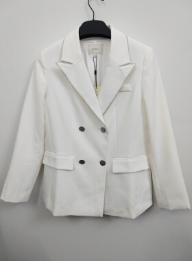 IDOLE奕多 高级感通勤气质休闲宽松西装外套领边镶石装饰 S/M/L码