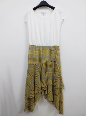 微瑕疵 7.Modifier T恤拼接高级感不规则雪纺女装连衣裙 M/L码