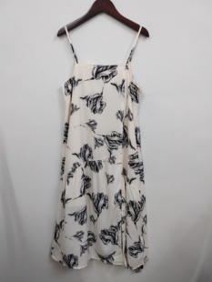 法式 L码 复古水墨画雪纺吊带连衣裙 MixBlu麦斯兰