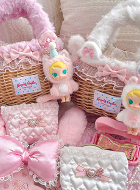 QueenJ Studio 毛毛藤编包cute cat猫尾巴编织篮子包迷你小化妆包