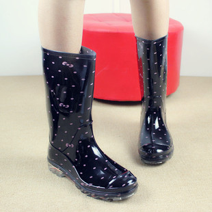 包邮 韩国时尚 女士雨鞋 透明水靴 雨靴大码 外贸中筒加绒高筒水鞋