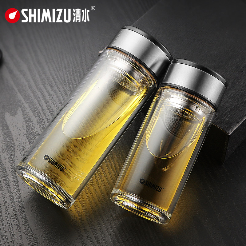 清水双层玻璃杯家用泡茶杯透明图片