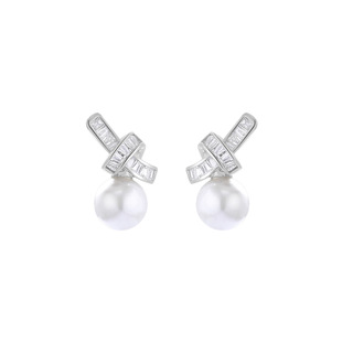 卡芙娜 气质耳饰轻奢夏天耳环925純銀银针女 对称锆石珍珠耳钉时尚