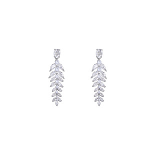 卡芙娜 流行闪亮锆石麦穗耳钉流苏耳坠耳饰小众轻奢耳环925純银针