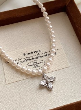 卡芙娜 小确幸珍珠项链百搭配饰礼物颈链女毛衣链中古饰品锁骨链