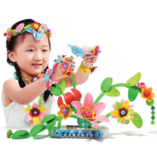 七色花幼教品果有想法初中高级穿插连接转向拼插叠高积木儿童玩具