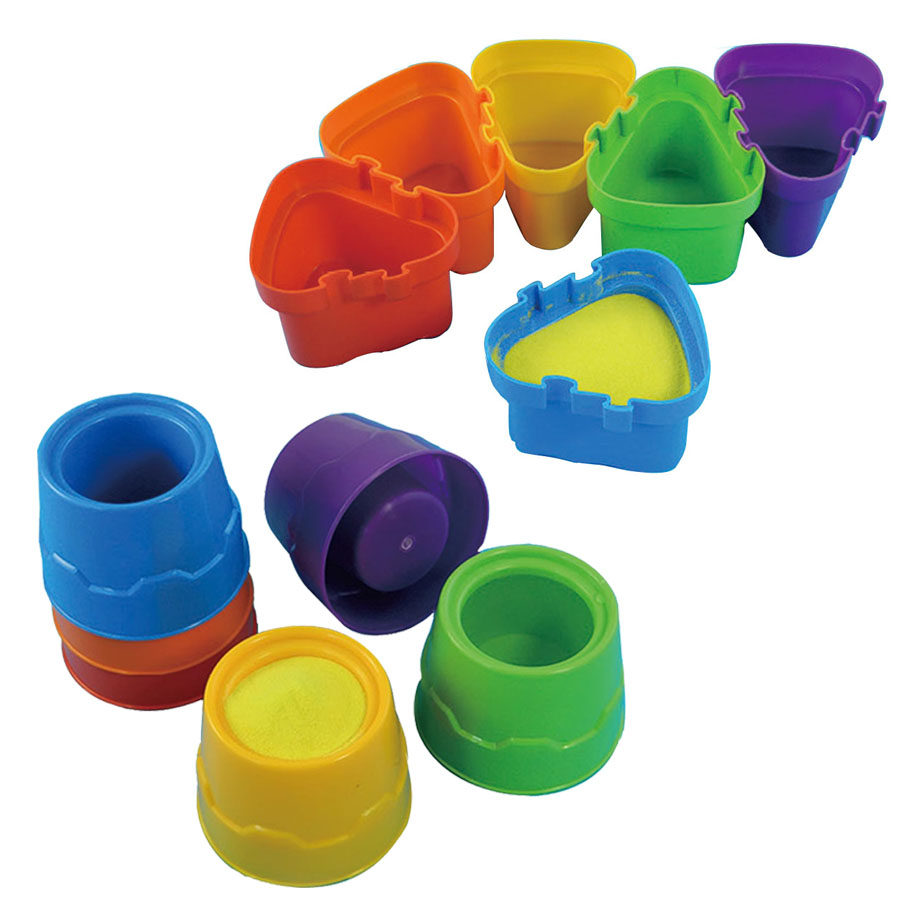 红黄蓝绿橙紫彩色笔筒七色花儿童绘画美劳杯洗笔杯三角颜料储水罐