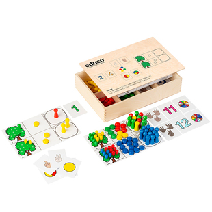 荷兰educo 数数乐游戏 数字1-12数字符号儿童益智玩具卡片配对4+