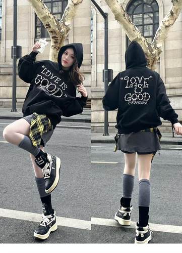 GOOD秋冬季LOVE珍珠字母卫衣连帽衫男女同款