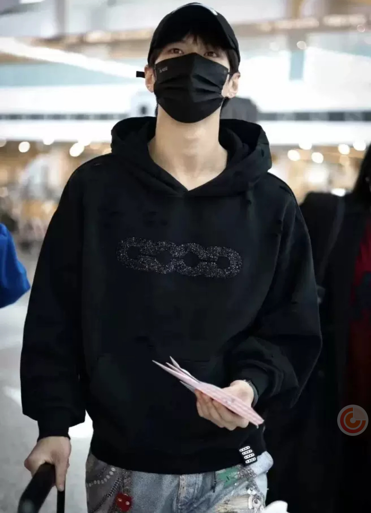 GOOD碎钻破洞明星同款重磅连帽套头轻奢高级卫衣男女同款